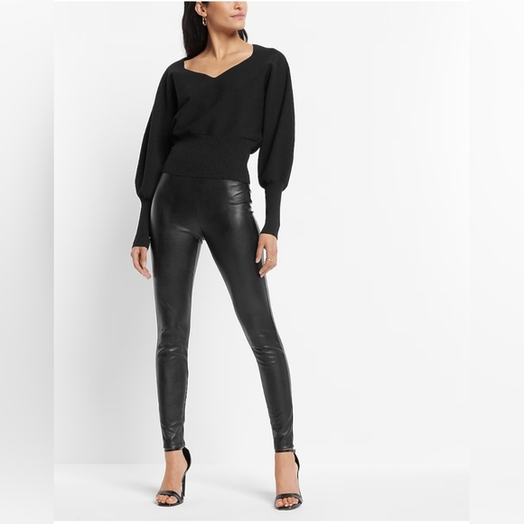 Express High Rise Black Faux Leather Leggings Sz XS - Picture 3 of 6